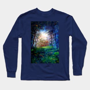 Mystic Woodland View, Forest Artwork Long Sleeve T-Shirt